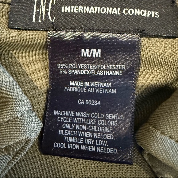 INC International Concepts Olive Green Belted Sheath Dress Long Sleeve Collared - Picture 2 of 11